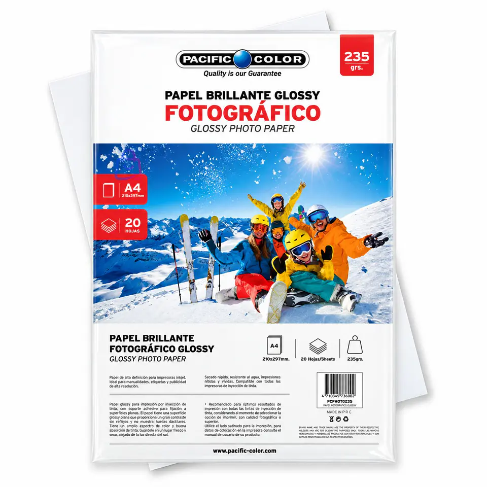 Papel Fotográfico A4 235g 20 Hojas Inkjet Brillante - PS 4
