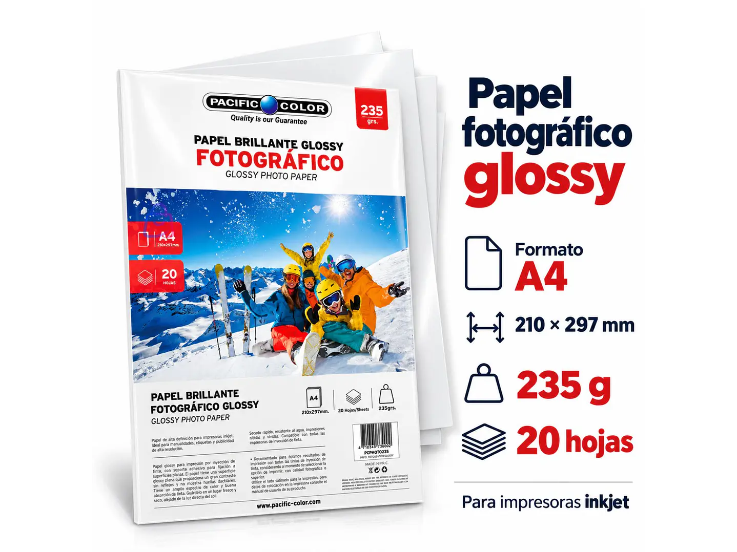 Papel Fotográfico A4 235g 20 Hojas Inkjet Brillante - PS 2