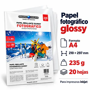 Papel Fotográfico A4 235g 20 Hojas Inkjet Brillante - PS