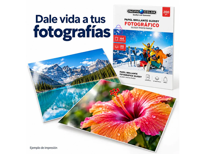 Papel Fotográfico Glossy A4 200g 20 Hojas Brillante - PS 3