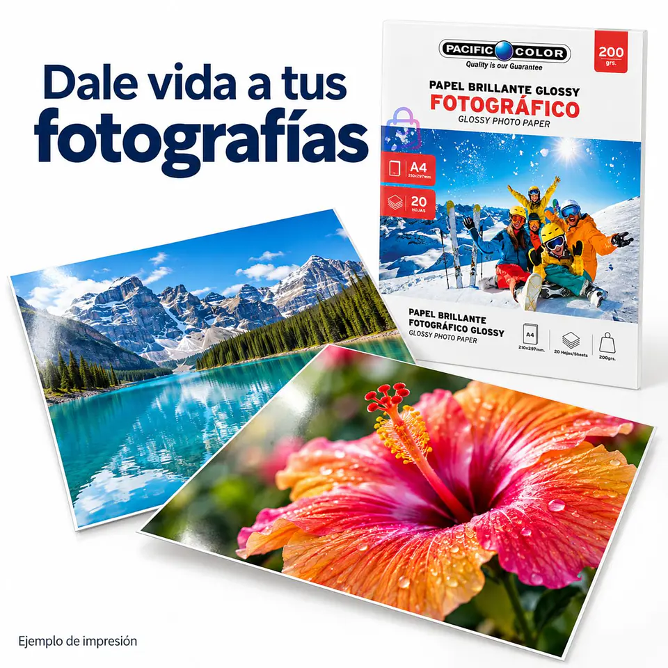 Papel Fotográfico Glossy A4 200g 20 Hojas Brillante - PS 3