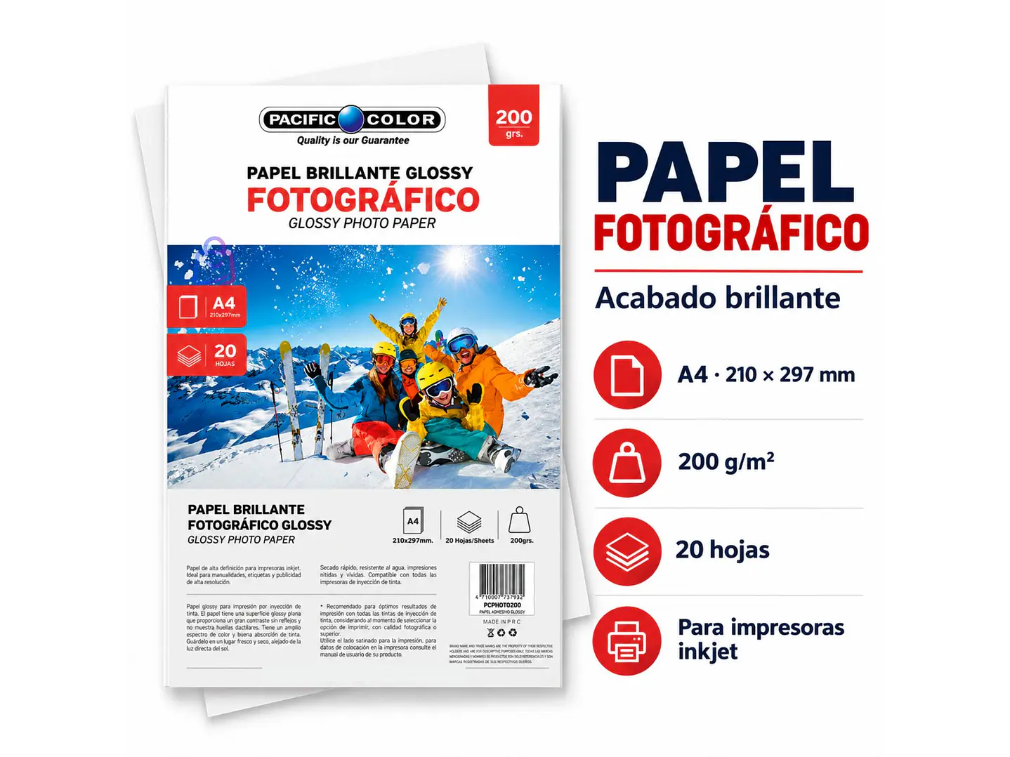 Papel Fotográfico Glossy A4 200g 20 Hojas Brillante - PS 2