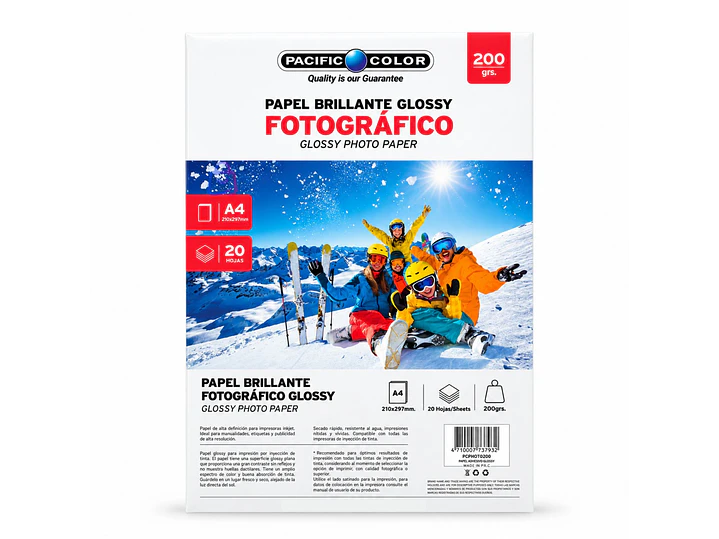 Papel Fotográfico Glossy A4 200g 20 Hojas Brillante - PS 4