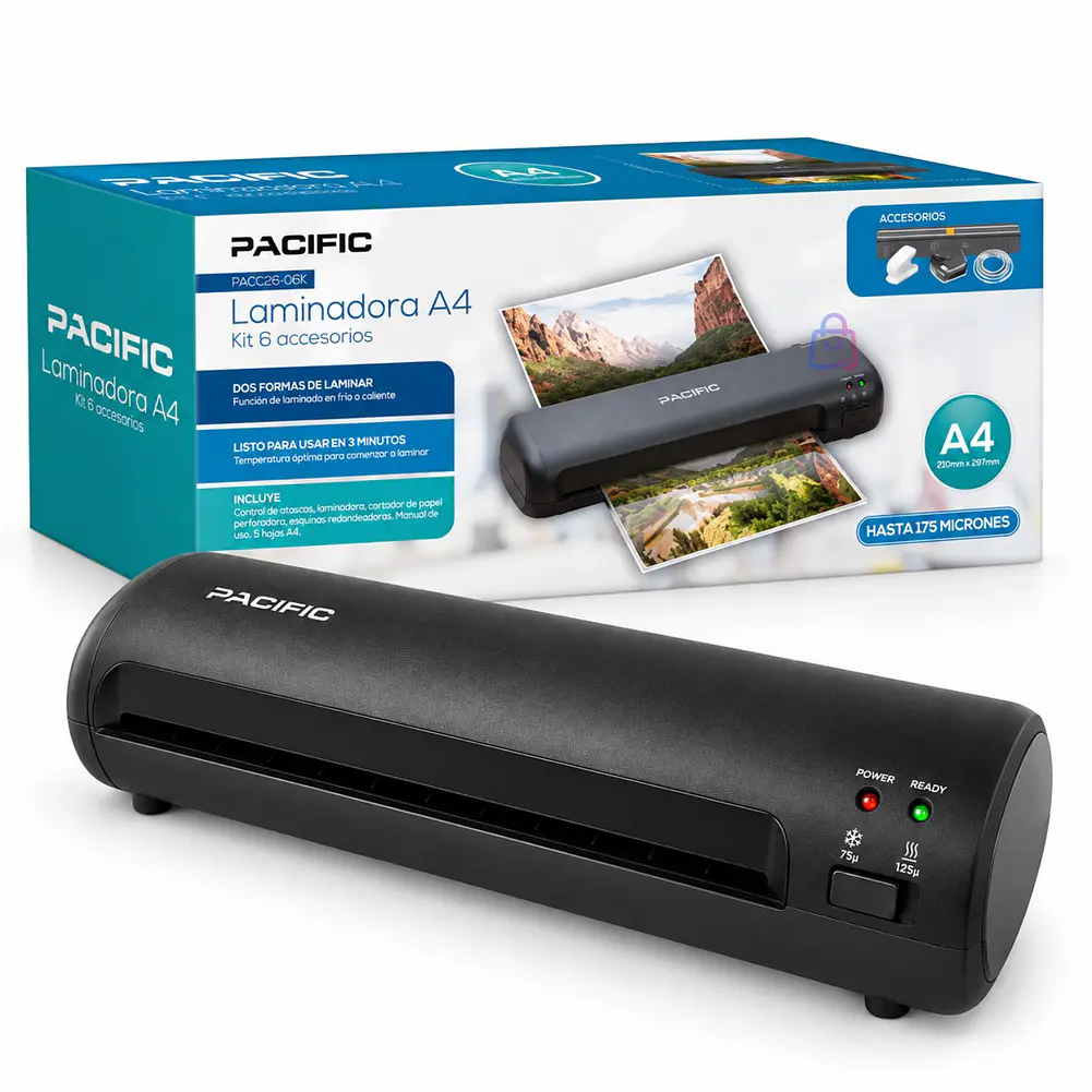 Laminadora Plastificadora A4 Incluye 6 Accesorios Color - PS 4