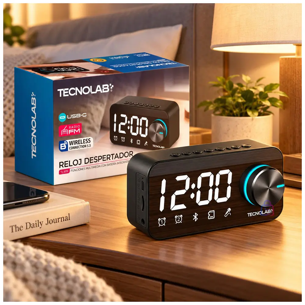 Reloj Despertador Bluetooth Parlante 5W Radio FM Aux - PS 3