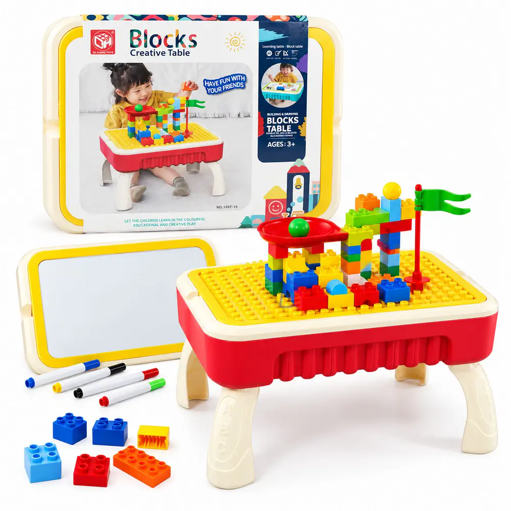 Mesa Infantil De Bloques Y Pizarra Plumones Y Borrador - PS 5