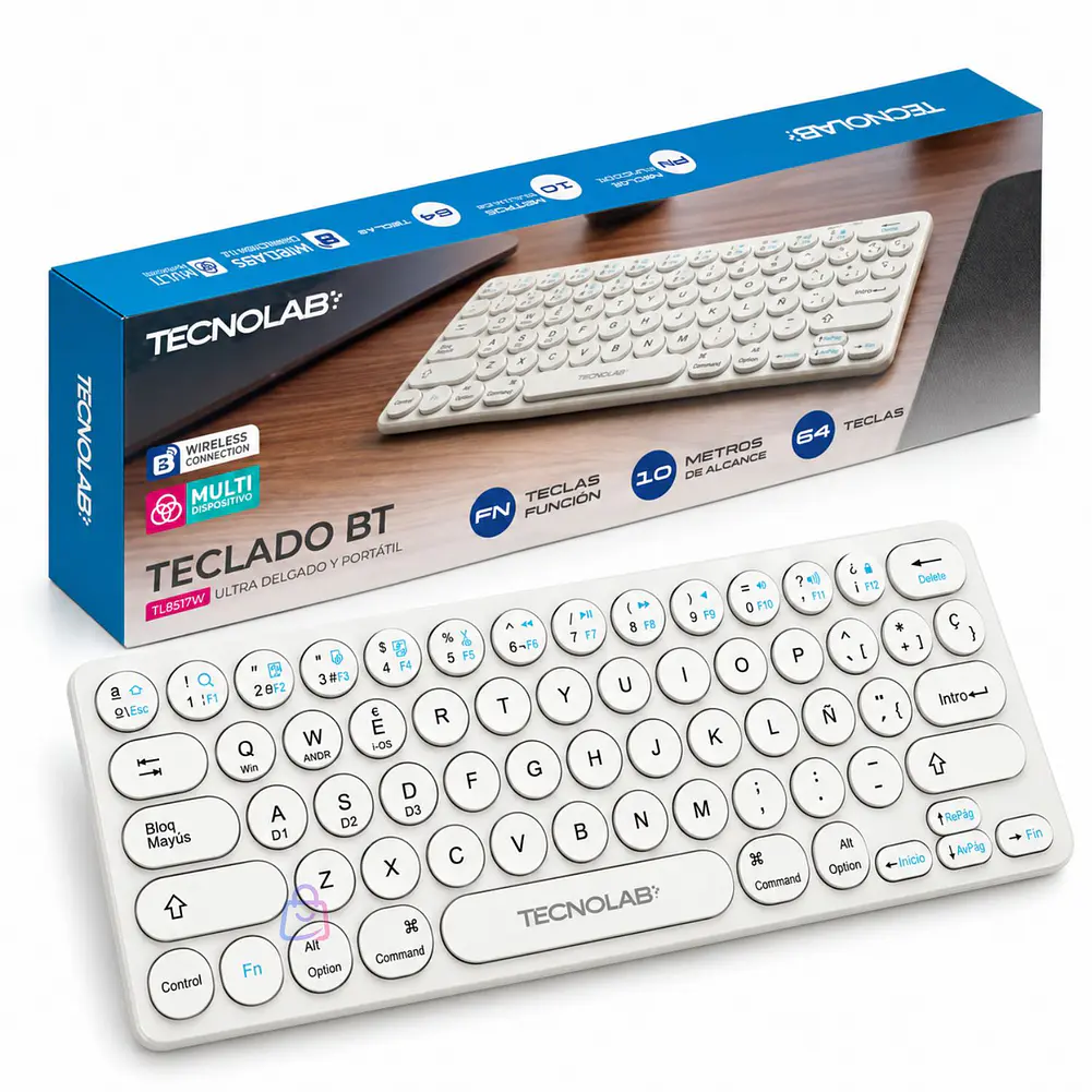 Teclado Bluetooth Inalámbrico Portátil 64 Teclas Retro - PS 10