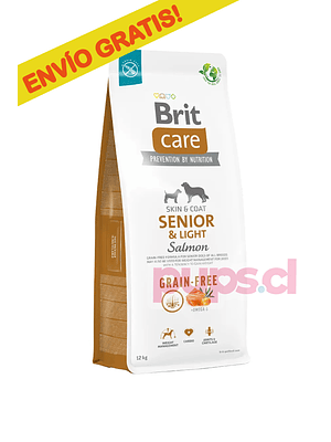BRIT CARE Perro grain free SENIOR & LIGHT SALMON -  12kilos / 3kilos