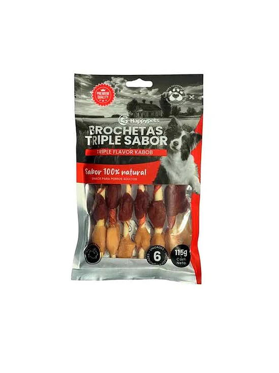 Happy pet Brocheta Triple Sabor 1