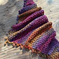 Pañuelo Brigitte crochet tonos morados y naranjos - Miniatura 1