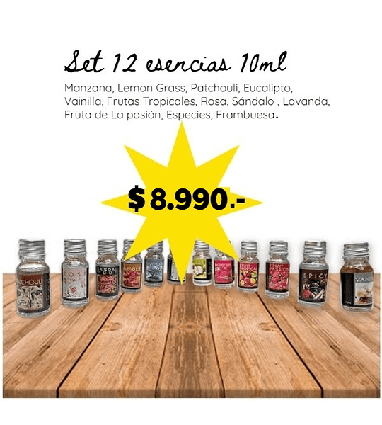 Set Aceites esenciales 12un. 10ml