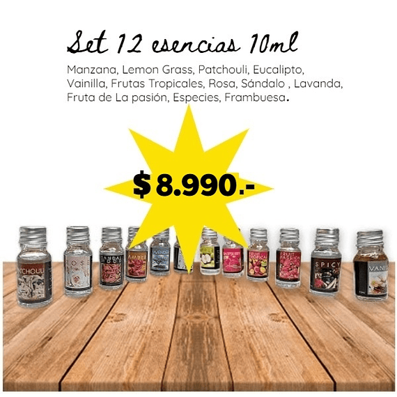 Set Aceites esenciales 12un. 10ml