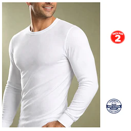 Art 188 Pack 2 Camisetas Hombre Manga Larga 100 % Algodón Rib Peinado  