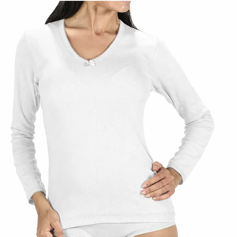 art 190 Pack 2 Camisetas Karmy Mujer Manga Larga 100% Algodon Peinado
