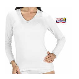 art 190 Pack 2 Camisetas Karmy Mujer Manga Larga 100% Algodon Peinado