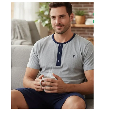Pijama Corto Hombre Karmy Jersey Polycotton Gris