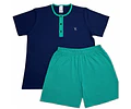 Pijama Corto Hombre Karmy Jersey Polycotton Azul 