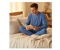 Pijama Hombre Jersey Polycotton Largo Cuello Redondo
