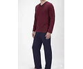 Pijama Hombre Karmy Cuello V Manga Larga Burdeo con Azul 