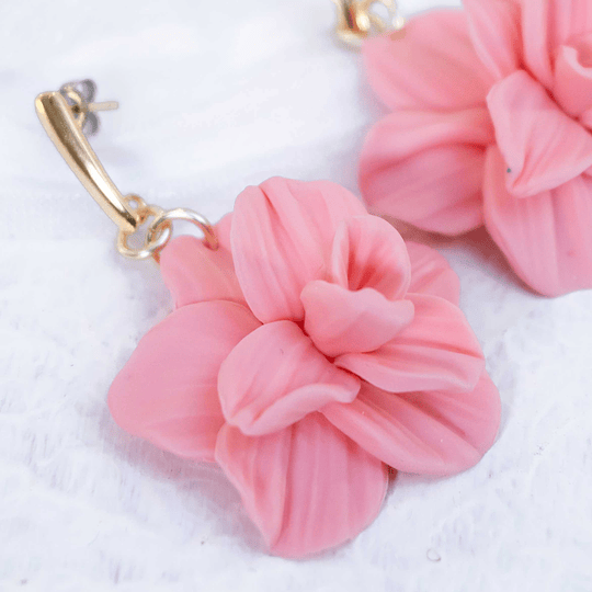 Aros flor de arcilla rosados