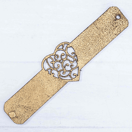 Brazalete Corazón de cuero dorado