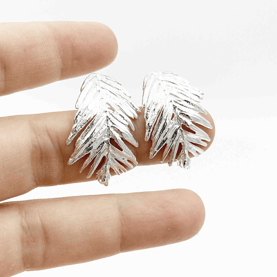 Aros hoja de pino de plata