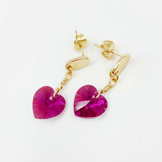 Aros corazón Fucsia