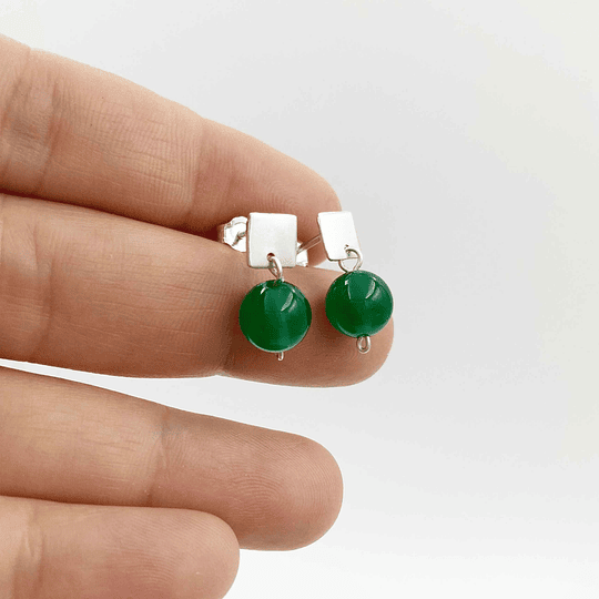 Aros de plata y Agata verde