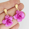 Aros flor fucsia