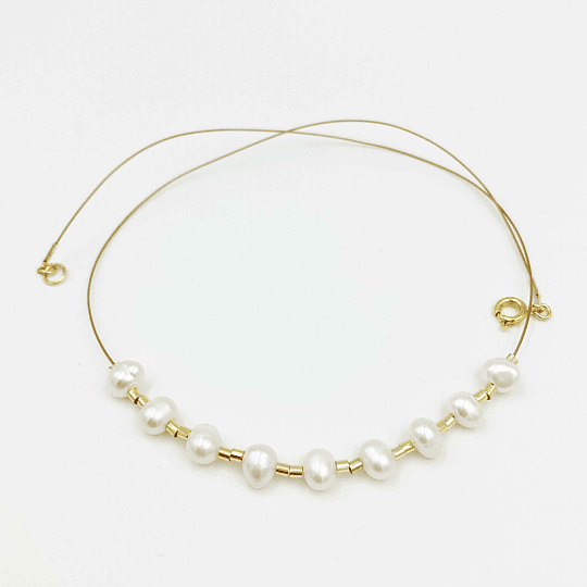 Collar dorado perlas naturales