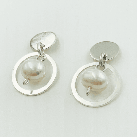 Aros de plata y perla mini