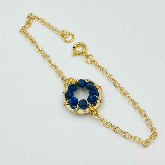 Pulsera dorada con piedra Lapislázuli