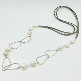 Collar argollas de plata y perlas naturales