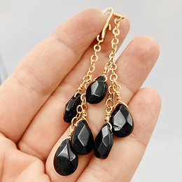 Aros racimo de piedras Obsidiana