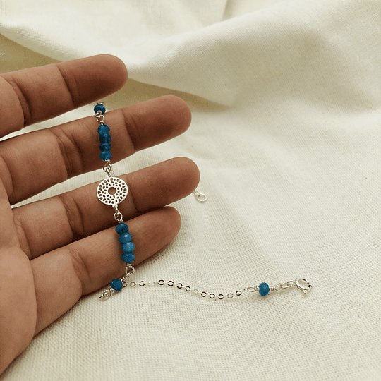 Pulsera De Plata Y Piedras Apatita