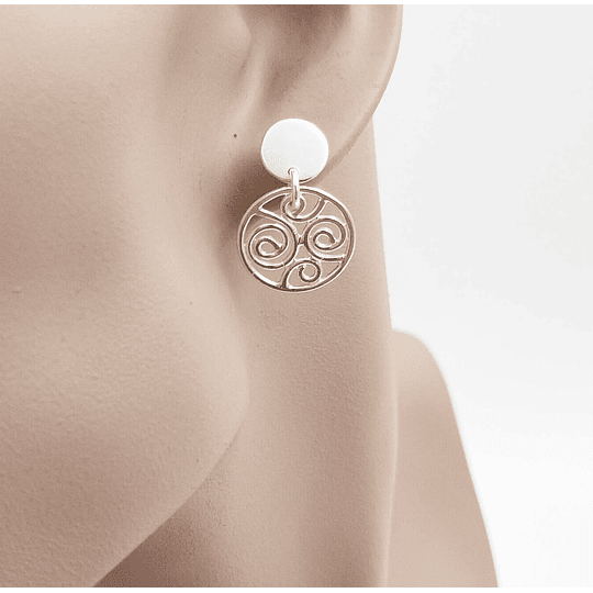 Aros espirales de plata colgantes