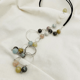 Collar piedras naturales y argollas de plata