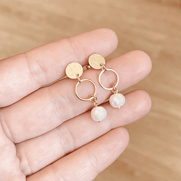 Aros disco y argolla pequeños con perla