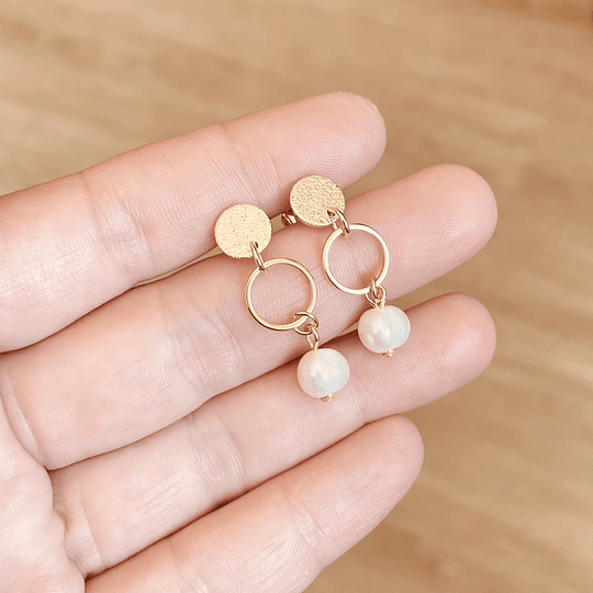 Aros disco y argolla pequeños con perla