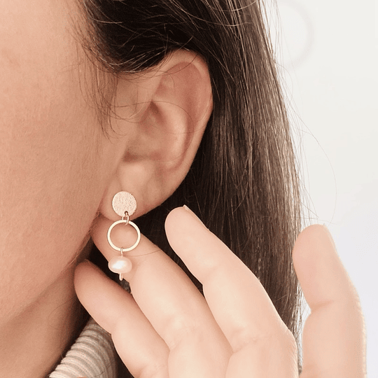 Aros disco y argolla pequeños con perla