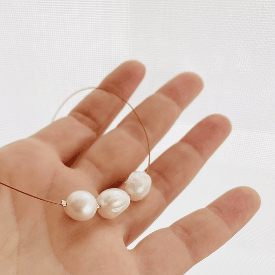 Collar dorado perlas naturales