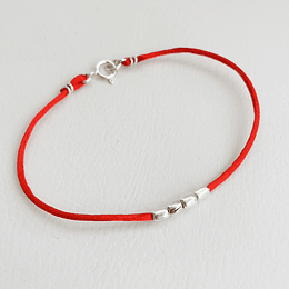 Pulsera roja mostacillas de plata