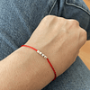 Pulsera roja mostacillas de plata