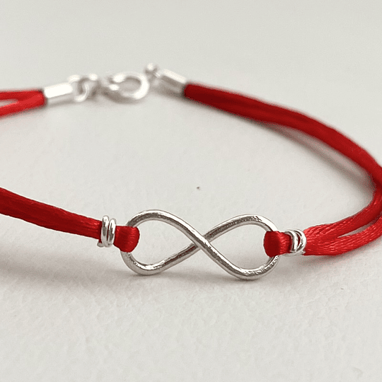 Pulsera roja Infinito de plata