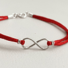 Pulsera roja Infinito de plata