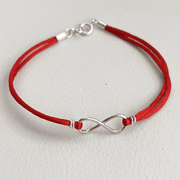 Pulsera roja Infinito de plata