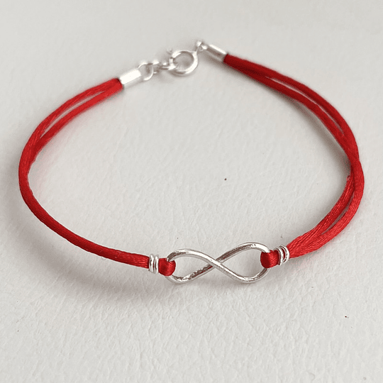 Pulsera roja Infinito de plata