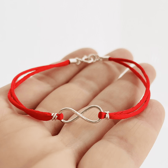 Pulsera roja Infinito de plata