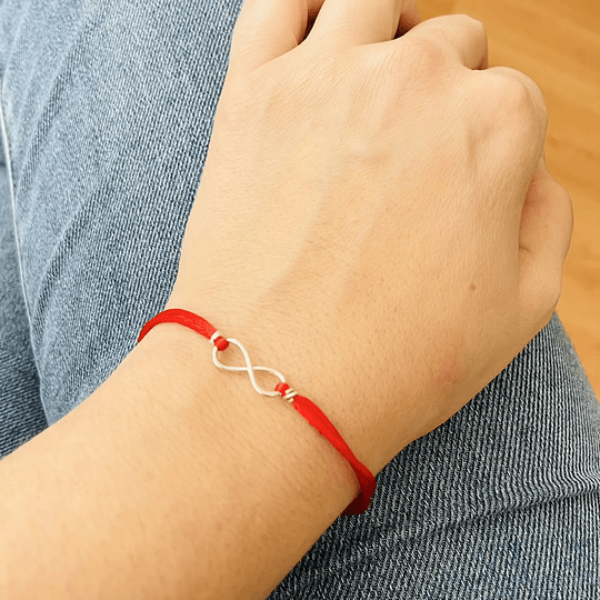 Pulsera roja Infinito de plata