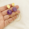 Aros largos dorados con Amatista